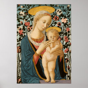 Madonna och Child Jesus Virgin Mary Vintage Art Poster