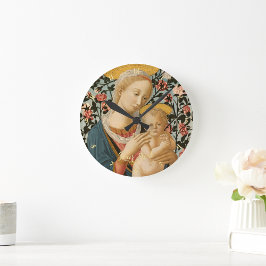 Madonna och Child Jesus Virgin Mary Vintage Art Rund Klocka