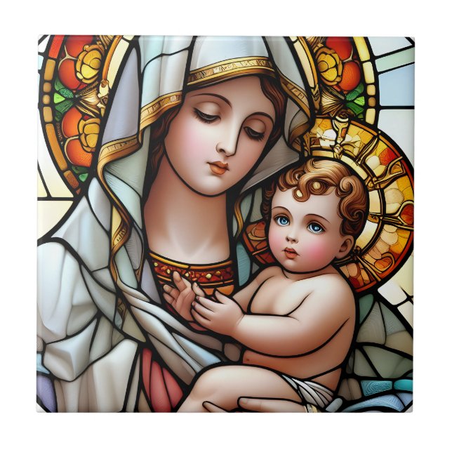 Madonna och Child Kakelplatta (Framsidan)