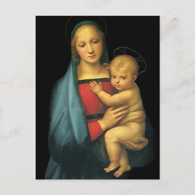 Madonna och Child, Madonna del Granduca, av Raphae Vykort (Framsida)