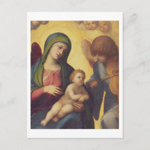 Madonna och Child med Änglar c.1510-15 (olja på pa Vykort