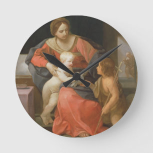 Madonna och Child med Saint John the Baptist Rund Klocka