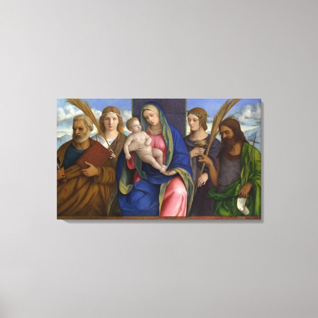 Madonna och Child med Saints Canvastryck (Framsida)