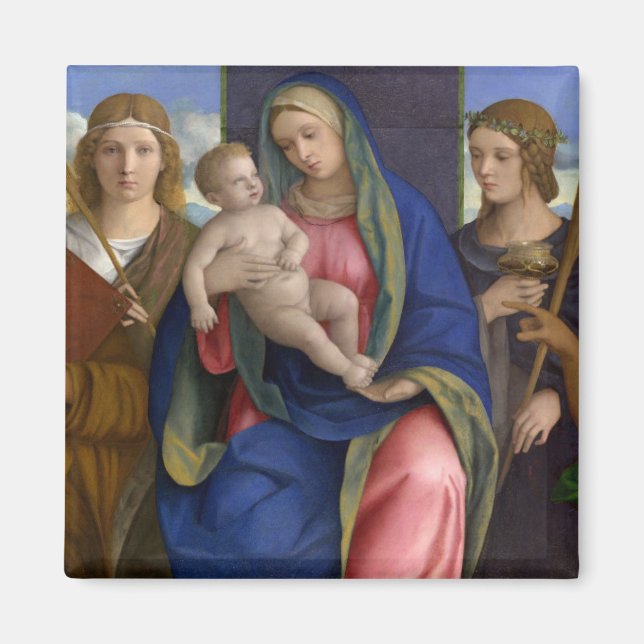 Madonna och Child med Saints Magnet (Framsidan)
