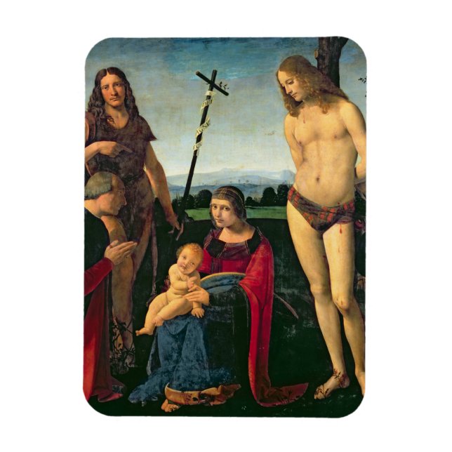 Madonna och Child med SS. John the Baptist and Se Magnet (Vertikal)