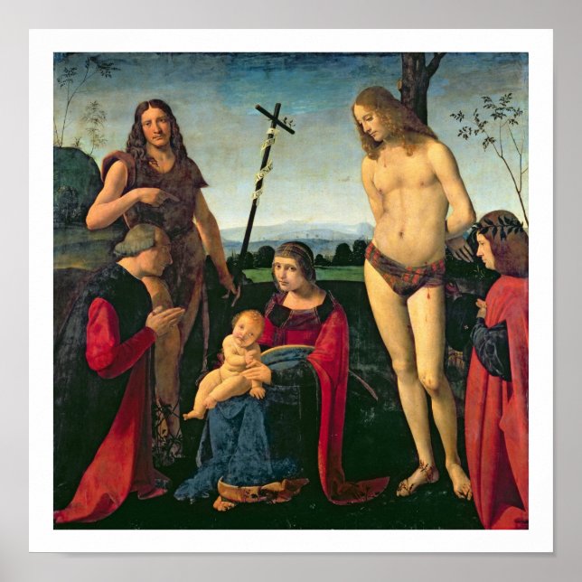 Madonna och Child med SS. John the Baptist and Se Poster (Framsidan)