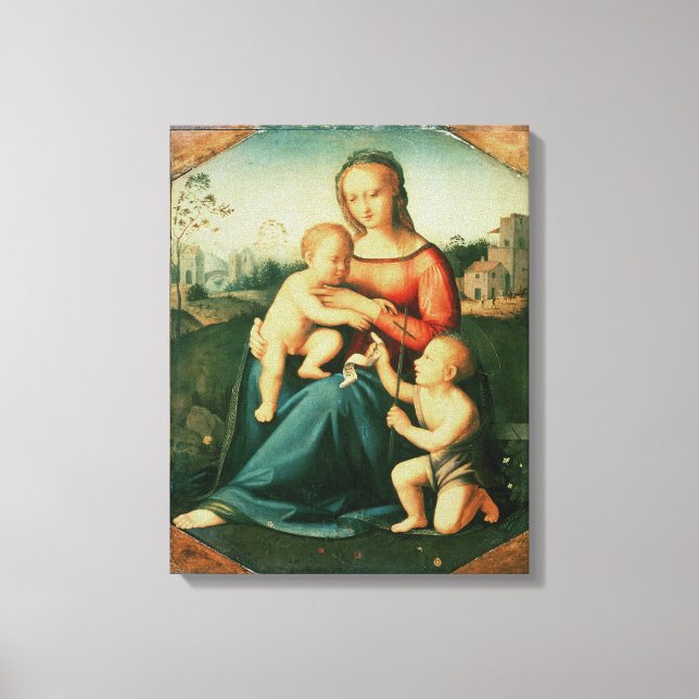 Madonna och Child med St John the Baptist Canvastryck (Framsida)