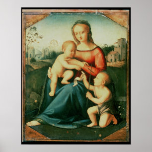 Madonna och Child med St John the Baptist Poster