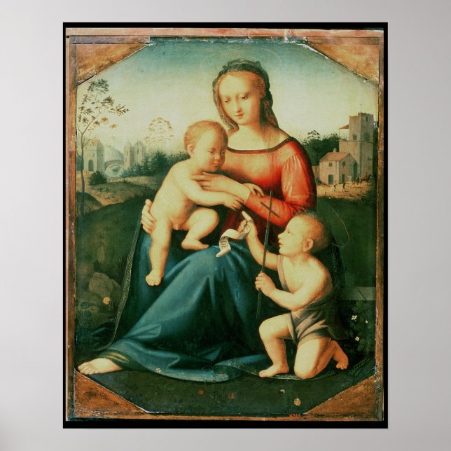 Madonna och Child med St John the Baptist Poster (Framsidan)