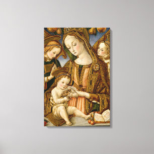 Madonna och Child med Two Änglar Canvastryck