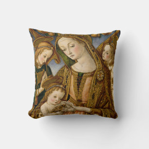 Madonna och Child med Two Änglar Kudde