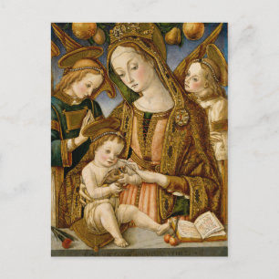 Madonna och Child med Two Änglar Vykort