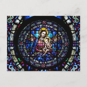 Madonna och Child - nedfläckad glass window Vykort