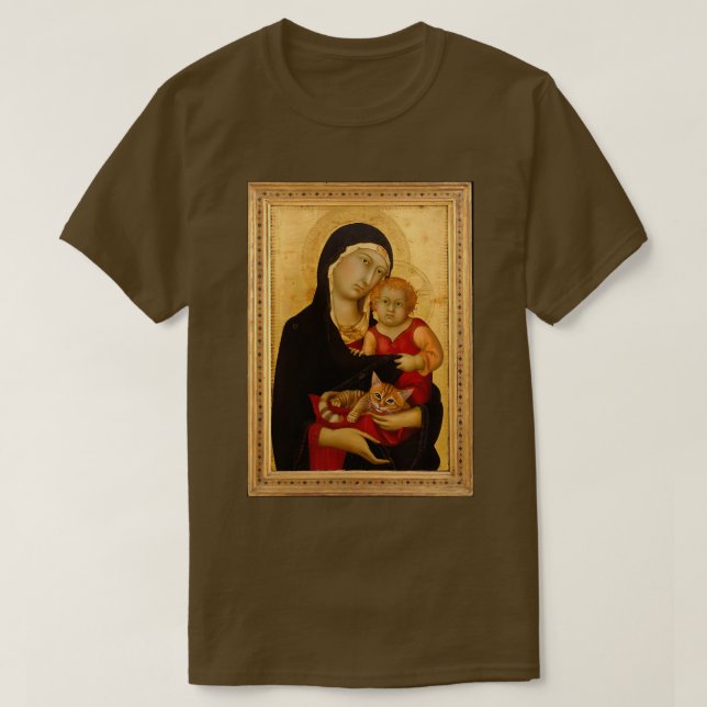 Madonna och Child och Cat T-Shirt (Design framsida)
