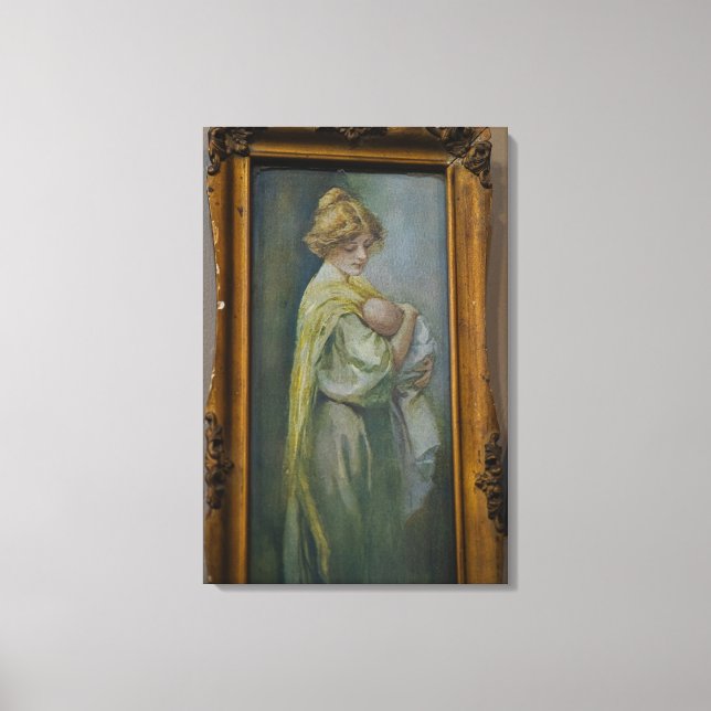 Madonna och Child Oljemålning Canvastryck (Framsida)
