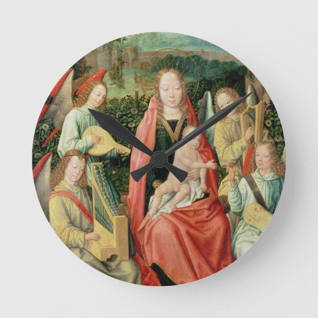 Madonna och Child omgiven av Änglar Rund Klocka (Framsida)