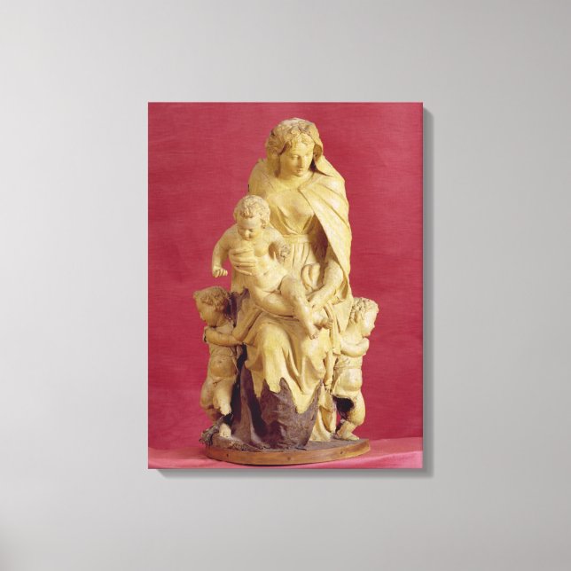 Madonna och Child (papier mache) Canvastryck (Framsida)