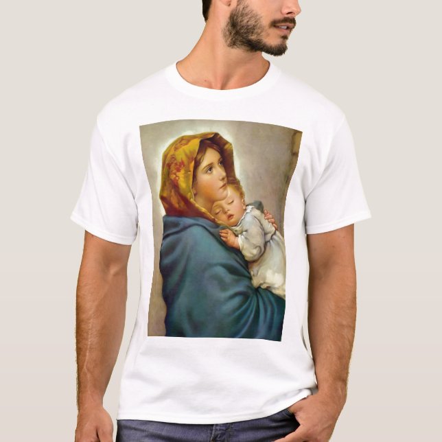 Madonna och Child Roberto Ferruzzi Madonnina Mary T Shirt (Framsida)