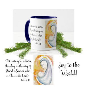 Madonna och Child Scripture Modern Watercolor Mugg