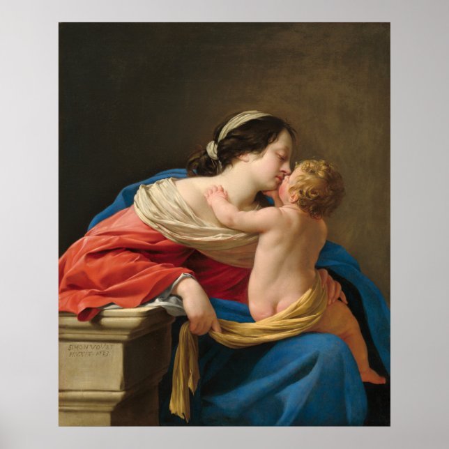 Madonna och Child - Simon Vouet Fine Art Poster (Framsidan)