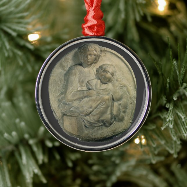 Madonna och Child, Tondo Pitti av Michelangelo Julgransprydnad Metall (Träd)