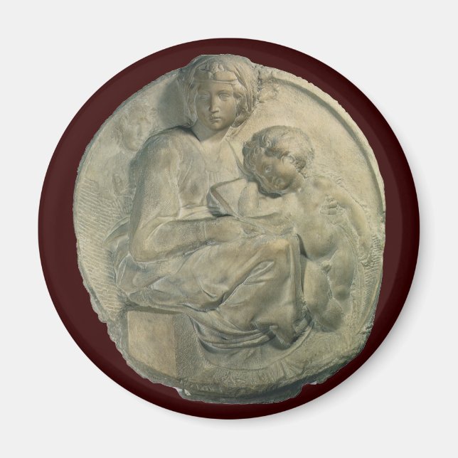 Madonna och Child, Tondo Pitti av Michelangelo Magnet (Framsidan)