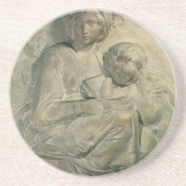 Madonna och Child, Tondo Pitti av Michelangelo Underlägg Sandsten (Framsidan)