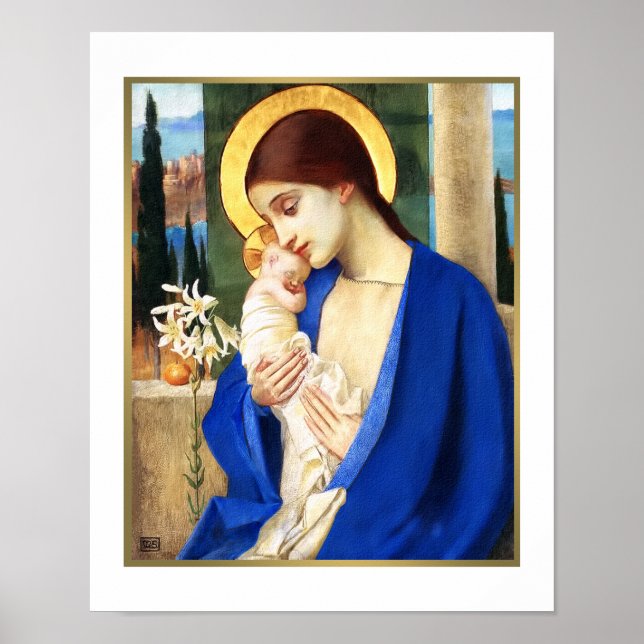 Madonna och Child. Utskrift av fin konst - julklap Poster (Framsidan)