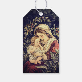 Madonna och Child Vintage God jul Presentetikett