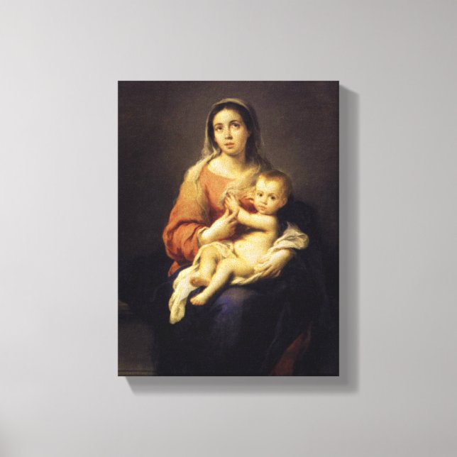 Madonna och Child - Virgin Mary - Murillo Canvastryck (Framsida)