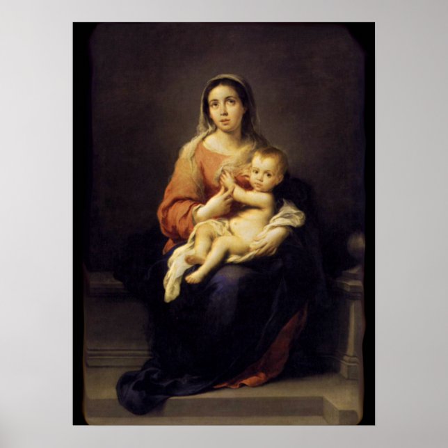 Madonna och Child - Virgin Mary - Murillo Poster (Framsidan)