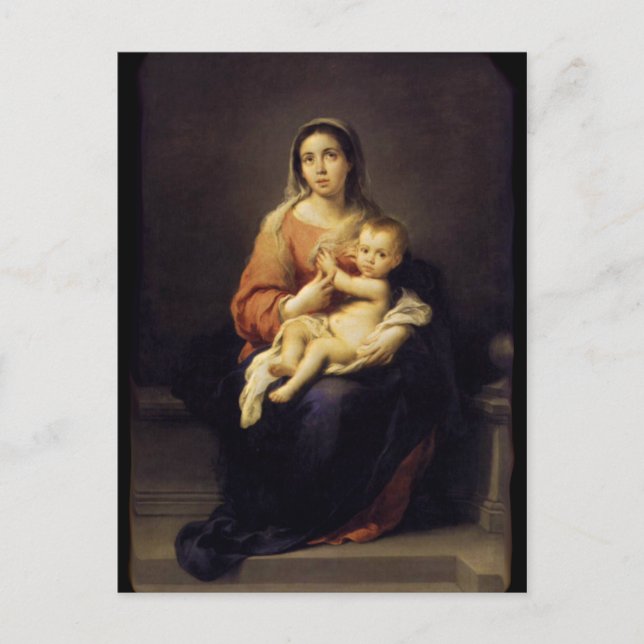 Madonna och Child - Virgin Mary - Murillo Vykort (Framsida)