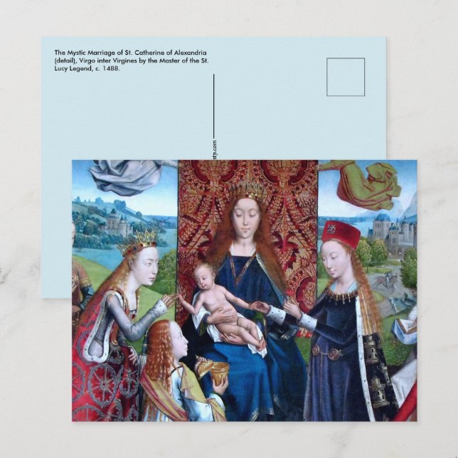 Madonna och Child with 3 Saints (uppgifter; M 070) Vykort (Fram/baksida)