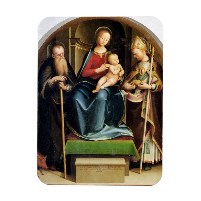 Madonna och Child with St. Anthony Abbot and St. N Magnet (Vertikal)