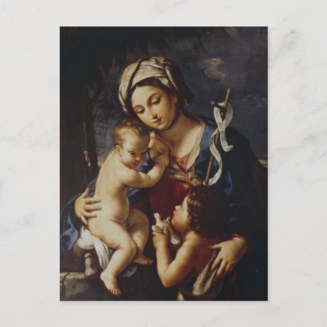 Madonna och Child with St John by Sirani Vykort (Framsida)