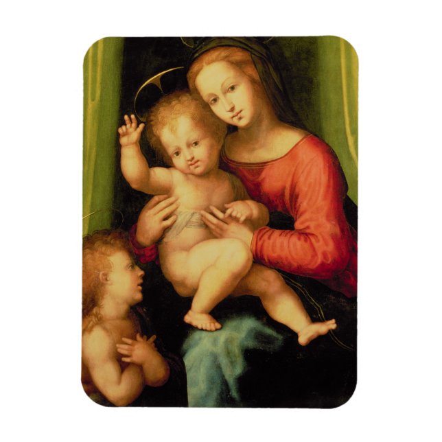 Madonna och Child with St. John Magnet (Vertikal)