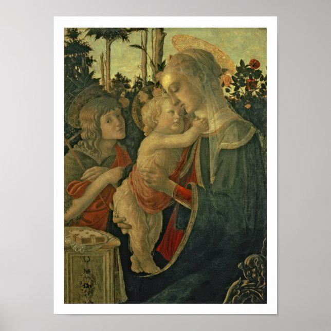 Madonna och Child with St. John the Baptist (olja) Poster (Framsidan)