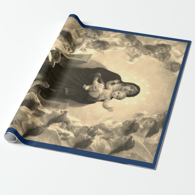 MADONNA OCH CHRISTMAS GIFT WRAP Bouguereau Presentpapper (Utrullad)