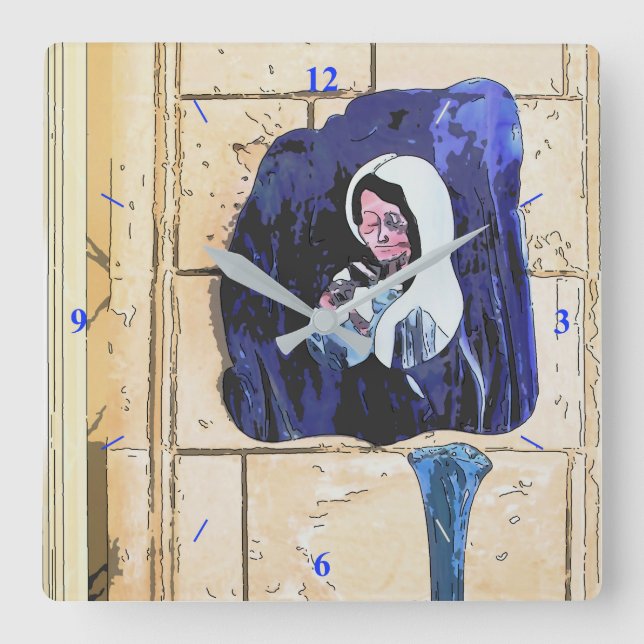 Madonna och flaskor fyrkantig klocka (Framsida)