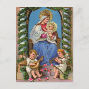Madonna och Helgdag för barnjul - vykort