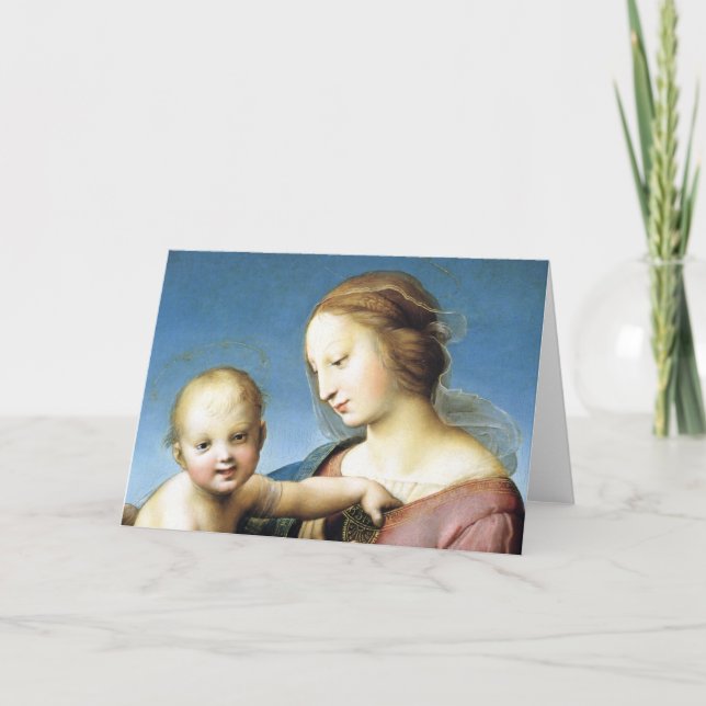 Madonna och Jesus Child Sitta utanför Helgkort (Framsida)