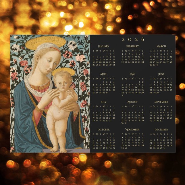 Madonna och Jesusbarnet Jungfru Maria 2026 Kalende (Madonna and Child Jesus Virgin Mary 2026 Calendar)