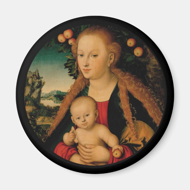 Madonna och Kristus Child under Apple Träd Magnet (Framsidan)