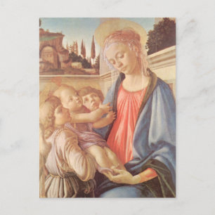 Madonna och två änglar av Botticelli Vykort