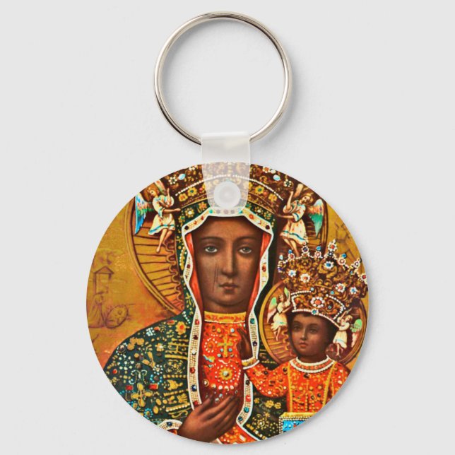 Madonna of Czestochowa Polsk Catholik Mary Nyckelring (Framsida)