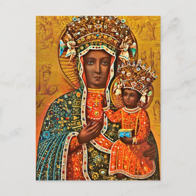 Madonna of Czestochowa Polsk Catholik Mary Vykort (Framsida)