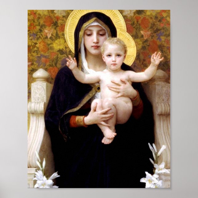 Madonna of Lilies William Adolphe Bouguereau Poster (Framsidan)