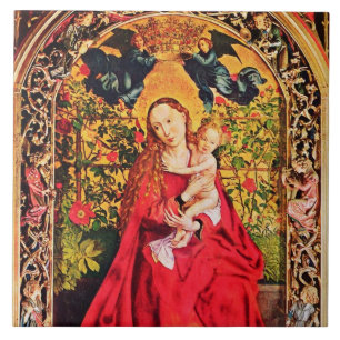 MADONNA OF RO BOWER MED ÄNGLAR CERAMIC TILE KAKELPLATTA