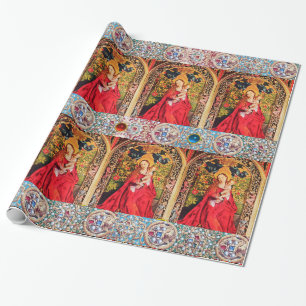 MADONNA OF RO BOWER RED BLUE GEMSTONES,PEARLS PRESENTPAPPER