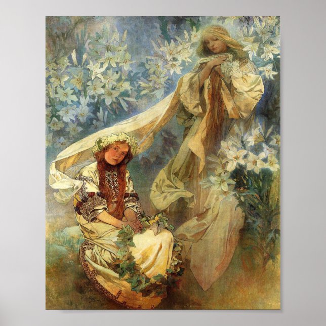 Madonna of the Lilies 1905 - Alphonse Mucha Poster (Framsidan)
